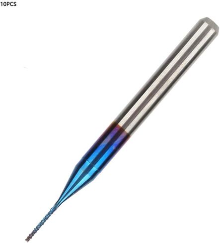 10 قطع من قاطعة الطحن المخروطية، قاطعة طحن كربيد التنجستن، مطحنة نهاية مطلية باللون الأزرق من كربيد التنجستن لآلة نقش PCB لمعالجة النحاس البلاستيكي PCB (0.5 مم) in Kuwait