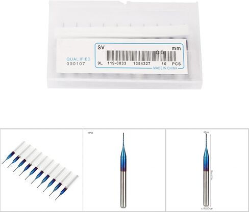 10 قطع من قاطعة الطحن المخروطية، قاطعة طحن كربيد التنجستن، مطحنة نهاية مطلية باللون الأزرق من كربيد التنجستن لآلة نقش PCB لمعالجة النحاس البلاستيكي PCB (0.5 مم) in Kuwait