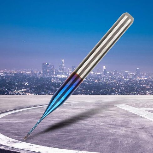 10 قطع من قاطعة الطحن المخروطية، قاطعة طحن كربيد التنجستن، مطحنة نهاية مطلية باللون الأزرق من كربيد التنجستن لآلة نقش PCB لمعالجة النحاس البلاستيكي PCB (0.5 مم) in Kuwait