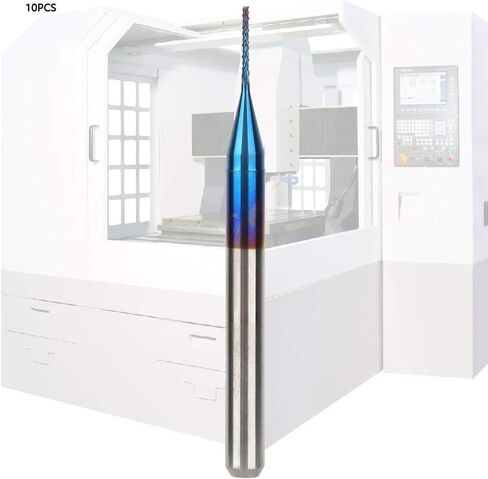 10 قطع من قاطعة الطحن المخروطية، قاطعة طحن كربيد التنجستن، مطحنة نهاية مطلية باللون الأزرق من كربيد التنجستن لآلة نقش PCB لمعالجة النحاس البلاستيكي PCB (0.5 مم) in Kuwait