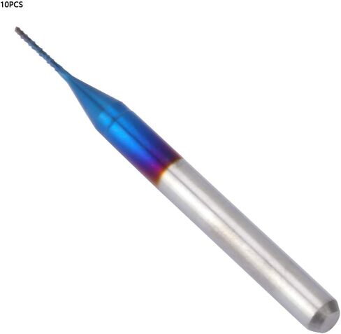 10 قطع من قاطعة الطحن المخروطية، قاطعة طحن كربيد التنجستن، مطحنة نهاية مطلية باللون الأزرق من كربيد التنجستن لآلة نقش PCB لمعالجة النحاس البلاستيكي PCB (0.5 مم) in Kuwait