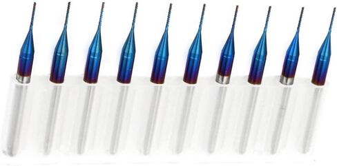 10 قطع من قاطعة الطحن المخروطية، قاطعة طحن كربيد التنجستن، مطحنة نهاية مطلية باللون الأزرق من كربيد التنجستن لآلة نقش PCB لمعالجة النحاس البلاستيكي PCB (0.5 مم) in Kuwait