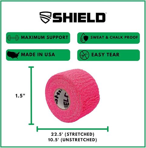 SHIELD | Weightlifting Tape - Made in USA, Hook Grip, Cross-Training, WOD Grip Tape 3-Pack– Durable, Non-Slip, Comfortable Stretchy Athletic Tape – Thumb, Wrist, Finger Protection (Pink) in Saudi Arabia