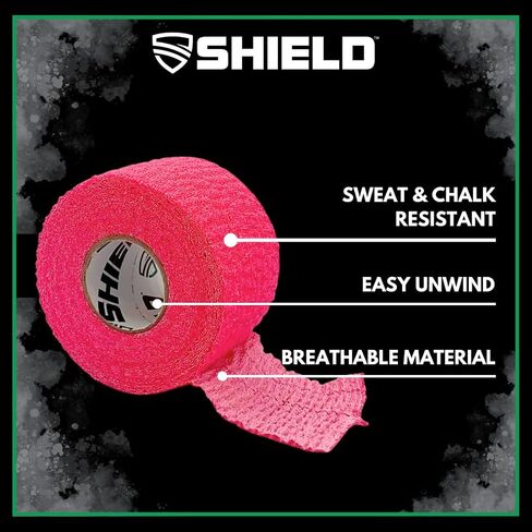 SHIELD | Weightlifting Tape - Made in USA, Hook Grip, Cross-Training, WOD Grip Tape 3-Pack– Durable, Non-Slip, Comfortable Stretchy Athletic Tape – Thumb, Wrist, Finger Protection (Pink) in Saudi Arabia