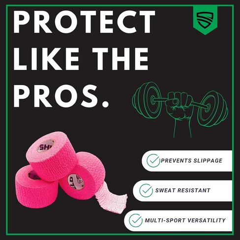 SHIELD | Weightlifting Tape - Made in USA, Hook Grip, Cross-Training, WOD Grip Tape 3-Pack– Durable, Non-Slip, Comfortable Stretchy Athletic Tape – Thumb, Wrist, Finger Protection (Pink) in Saudi Arabia