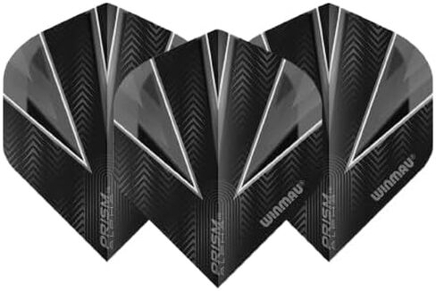 رحلات طيران Winmau Prism Alpha Black & Gray Dart - 10 مجموعات في كل عبوة (30 رحلة دارت إجمالاً) in Saudi Arabia