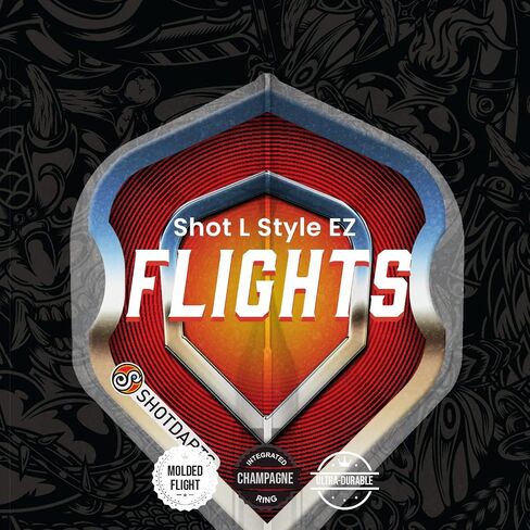 Shot! Darts Dart Flights- L-Style EZ L1 Standard Shape Americana Chrome Dart Flight Set, Ultra-durable, 150 Micron, 90 degrees-Pre molded fins for maximum accuracy and perfect aerodynamics in Saudi Arabia