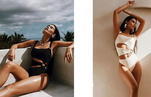 بدلة سباحة نسائية من قطعة واحدة من ALLureLove بحلقة للبطن وملابس سباحة ذات قصة عالية in Kuwait