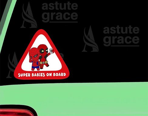 عبوتان من ملصقات Super Babies on Board للسيارات - ملصق Baby on Board للسيارات، مضحك، علامات مقاومة للماء للأطفال على اللوحة للسيارات والشاحنات وأجهزة الكمبيوتر المحمولة | 5.75 بوصة | AG-659 in Kuwait