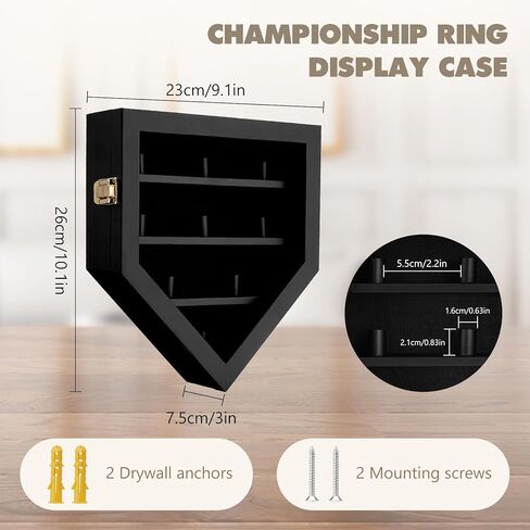 quuren بطولة حلقة عرض القضية، 9 المشاركات حلقة البيسبول حلقة عرض القضية، جدار جبل صندوق الظل الخشبي الرياضة حلقة عرض حالة للبيسبول كرة السلة كرة القدم الكرة اللينة جائزة حلقة تذكارية مروحة in Kuwait