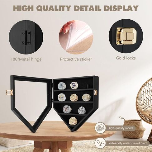 quuren بطولة حلقة عرض القضية، 9 المشاركات حلقة البيسبول حلقة عرض القضية، جدار جبل صندوق الظل الخشبي الرياضة حلقة عرض حالة للبيسبول كرة السلة كرة القدم الكرة اللينة جائزة حلقة تذكارية مروحة in Kuwait