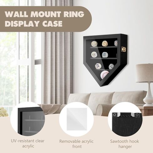 quuren بطولة حلقة عرض القضية، 9 المشاركات حلقة البيسبول حلقة عرض القضية، جدار جبل صندوق الظل الخشبي الرياضة حلقة عرض حالة للبيسبول كرة السلة كرة القدم الكرة اللينة جائزة حلقة تذكارية مروحة in Kuwait