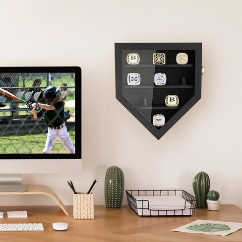 quuren بطولة حلقة عرض القضية، 9 المشاركات حلقة البيسبول حلقة عرض القضية، جدار جبل صندوق الظل الخشبي الرياضة حلقة عرض حالة للبيسبول كرة السلة كرة القدم الكرة اللينة جائزة حلقة تذكارية مروحة in Kuwait