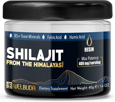 Shilajit Pure Himalayan Organic with Fulvic Acid, Trace Minerals & 85 Others - Support for Brain Health, Energy Production, Immune System & Overall Well-being - 40g of Pack for 100 Servings in Kuwait