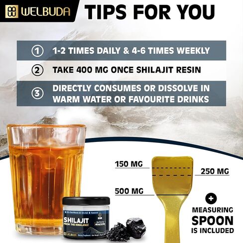 Shilajit Pure Himalayan Organic with Fulvic Acid, Trace Minerals & 85 Others - Support for Brain Health, Energy Production, Immune System & Overall Well-being - 40g of Pack for 100 Servings in Kuwait