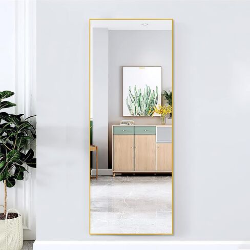 Natsukage Full Length Mirror Wall Mirror Full Length Mirror for Wall Standing Hanging or Leaning Against Wall Dressing Mirror Full Body Mirror Aluminum Alloy Frame (51"x16", Gold) in Saudi Arabia