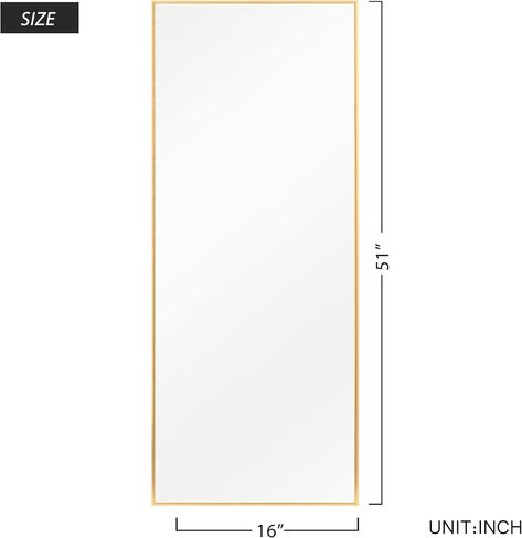 Natsukage Full Length Mirror Wall Mirror Full Length Mirror for Wall Standing Hanging or Leaning Against Wall Dressing Mirror Full Body Mirror Aluminum Alloy Frame (51"x16", Gold) in Saudi Arabia