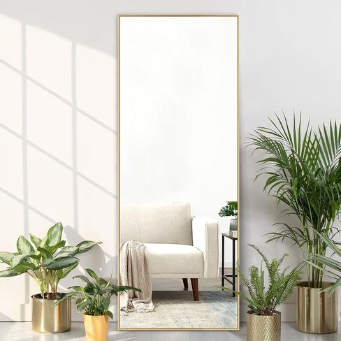 Natsukage Full Length Mirror Wall Mirror Full Length Mirror for Wall Standing Hanging or Leaning Against Wall Dressing Mirror Full Body Mirror Aluminum Alloy Frame (51"x16", Gold) in Saudi Arabia