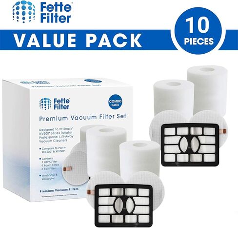 فلتر Fette - طقم فلتر مكنسة ممتاز XHF500 XFF500 متوافق مع طراز مكنسة القرش المستقيمة NV500 NV500C NV500Q NV500W NV500WC NV500WTV NV501 NV502 NV505 NV552 UV560 NV642 ZU780 ZU782 ZU785 (1 فلتر هيبا ومجموعة فلتر محرك 2) in Kuwait