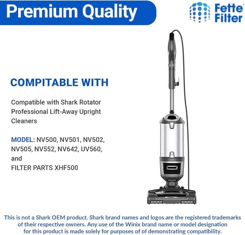 فلتر Fette - طقم فلتر مكنسة ممتاز XHF500 XFF500 متوافق مع طراز مكنسة القرش المستقيمة NV500 NV500C NV500Q NV500W NV500WC NV500WTV NV501 NV502 NV505 NV552 UV560 NV642 ZU780 ZU782 ZU785 (1 فلتر هيبا ومجموعة فلتر محرك 2) in Kuwait