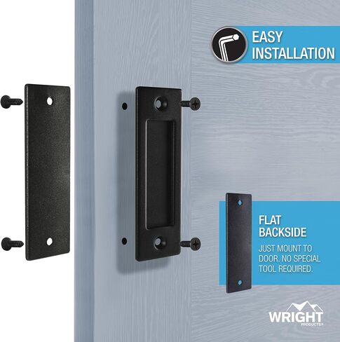 Wright Products Sliding Flush Barn Door Handle Set, Matte Black, 1 Pack - Mounting Hardware Included in Saudi Arabia