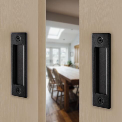 Wright Products Sliding Flush Barn Door Handle Set, Matte Black, 1 Pack - Mounting Hardware Included in Saudi Arabia