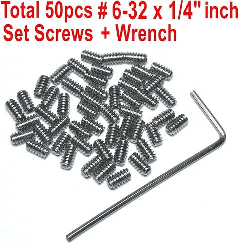 50pcs Set Screws 6-32 x 1/4 inch 304 Stainless Steel Allen Head Hex Hexagon Socket Set Screws with 1/16 Allen Wrench,Set Grub Screws Hex Allen Head Socket Set Screws.(1/4" Length) in Saudi Arabia