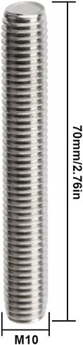 Threaded Rods M10 x 60mm, Fully Threaded Rod 304 Stainless Steel, Fully All Threaded Studs M10-1.5 Thread Pitch for Anchor Bolts, Clamps, Hangers, U-Bolts - 10Pcs in Saudi Arabia
