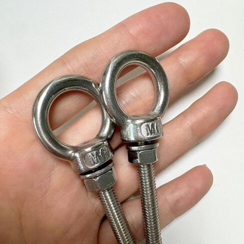 304 Stainless Steel Eye Bolt, 5 PCS M6 Heavy Duty Lifting Ring 1.2" Threaded Eyebolt Shoulder Eye Bolts with Nuts and Flat Washers(Thread Length 30mm) in Saudi Arabia