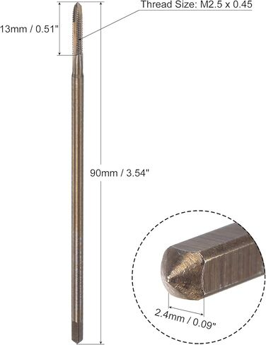 uxcell Spiral Point Threading Tap M5 x 0.8, Metric Cobalt HSS (High Speed Steel) Titanium Plated Machine Straight Flute Thread Tap H2 Tolerance Grade in Saudi Arabia