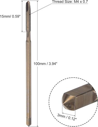 uxcell Spiral Point Threading Tap M5 x 0.8, Metric Cobalt HSS (High Speed Steel) Titanium Plated Machine Straight Flute Thread Tap H2 Tolerance Grade in Saudi Arabia
