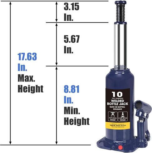 BIG RED T90203B-1 Torin Hydraulic Welded Bottle Jack, 2 Ton (4,000 lb.) Capacity, Red in Saudi Arabia