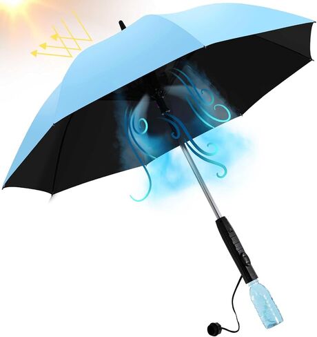 Misting umbrella with Fan, umbrella comes with an integrated misting fan, blocking 99.9% of UV rays.cooling solution for summer festivals, beach outings, and other sun-soaked activities in Saudi Arabia