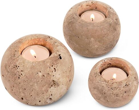 Radicaln Marble Tealight Candle Holders White Handmade Set of 3 Candle Holder for Mini Candles - Wedding Decor Table Centerpiece Votive Candle Holders in Saudi Arabia