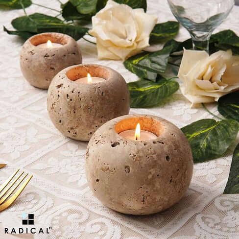 Radicaln Marble Tealight Candle Holders White Handmade Set of 3 Candle Holder for Mini Candles - Wedding Decor Table Centerpiece Votive Candle Holders in Saudi Arabia