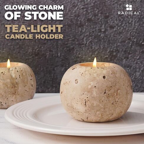 Radicaln Marble Tealight Candle Holders White Handmade Set of 3 Candle Holder for Mini Candles - Wedding Decor Table Centerpiece Votive Candle Holders in Saudi Arabia