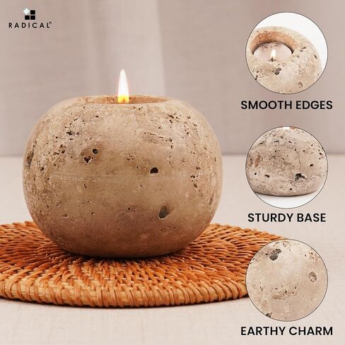 Radicaln Marble Tealight Candle Holders White Handmade Set of 3 Candle Holder for Mini Candles - Wedding Decor Table Centerpiece Votive Candle Holders in Saudi Arabia
