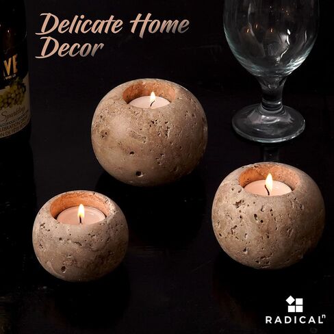 Radicaln Marble Tealight Candle Holders White Handmade Set of 3 Candle Holder for Mini Candles - Wedding Decor Table Centerpiece Votive Candle Holders in Saudi Arabia