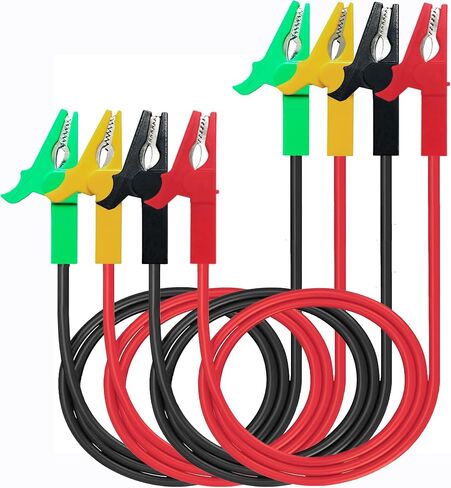 Alligator Clips to Banana,4mm Banana Plug to Alligator Clip Test Cable,12AWG 60cm Cable 4 Color, for multimeter,car Test,oscilloscope or Battery Test,2 Pairs.(4 Color Clips 60cm) in Saudi Arabia