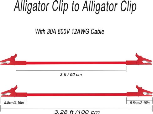 Alligator Clips to Banana,4mm Banana Plug to Alligator Clip Test Cable,12AWG 60cm Cable 4 Color, for multimeter,car Test,oscilloscope or Battery Test,2 Pairs.(4 Color Clips 60cm) in Saudi Arabia