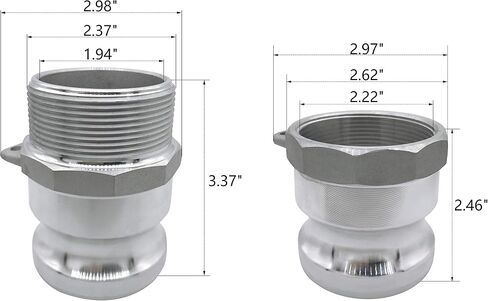 (2 Pack) Global Cam & Groove Hose Fitting Aluminum Type A 2″ Male Camlock x 2″ Female NPT in Saudi Arabia