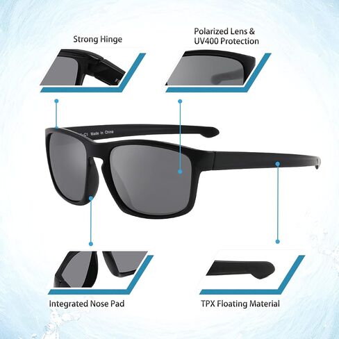 MALIDAK Floating Sunglasses, Polarized Sunglasses With UV400 Protection Lenses, TPX Floating Sunglasses For Water Activities in Saudi Arabia