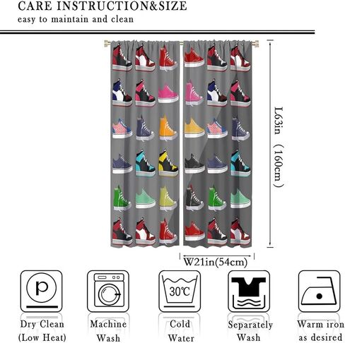 Vintage Basketball Shoe Curtain for Boys Bedroom Decorative Rod Pocket Red Black Sneakers Sneakers Colorful Modern Cool Kids Teen Mens 2 Panel Window Handle Set for Living Room 42x45in in Saudi Arabia