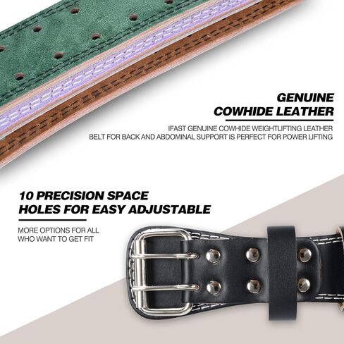 Leather Weight Lifting Belt, Men & Women 4 Inch Wide Strength Training Belt with Metal Buckle & Padded Lumbar Support Adjustable Heavy Duty Workout Equipment for Deadlift Power Lifting Cross Training and Squats Exercise in Saudi Arabia