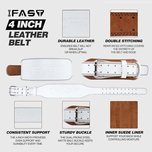 Leather Weight Lifting Belt, Men & Women 4 Inch Wide Strength Training Belt with Metal Buckle & Padded Lumbar Support Adjustable Heavy Duty Workout Equipment for Deadlift Power Lifting Cross Training and Squats Exercise in Saudi Arabia