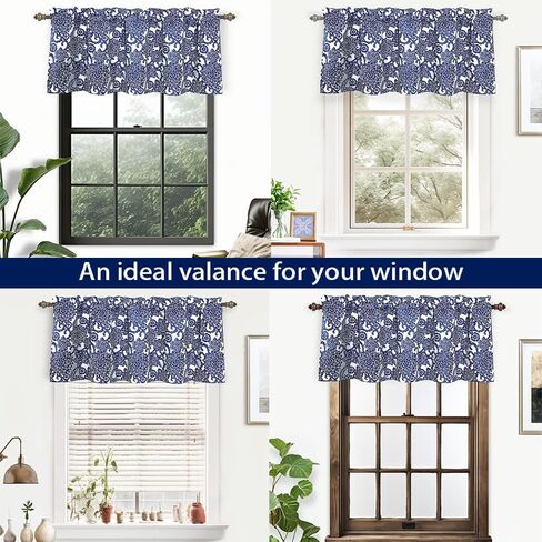 DriftAway Daisy Dahlia Blooming Flower Floral Lined Thermal Insulated Energy Saving Window Curtain Valance 2 Layers Rod Pocket 52 Inch by 18 Inch Plus 2 Inch Header Beige 1 Pack in Saudi Arabia