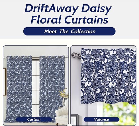 DriftAway Daisy Dahlia Blooming Flower Floral Lined Thermal Insulated Energy Saving Window Curtain Valance 2 Layers Rod Pocket 52 Inch by 18 Inch Plus 2 Inch Header Beige 1 Pack in Saudi Arabia