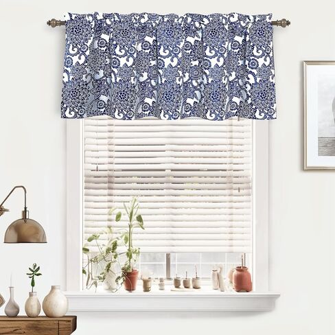 DriftAway Daisy Dahlia Blooming Flower Floral Lined Thermal Insulated Energy Saving Window Curtain Valance 2 Layers Rod Pocket 52 Inch by 18 Inch Plus 2 Inch Header Beige 1 Pack in Saudi Arabia