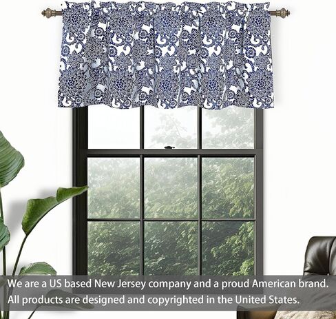 DriftAway Daisy Dahlia Blooming Flower Floral Lined Thermal Insulated Energy Saving Window Curtain Valance 2 Layers Rod Pocket 52 Inch by 18 Inch Plus 2 Inch Header Beige 1 Pack in Saudi Arabia