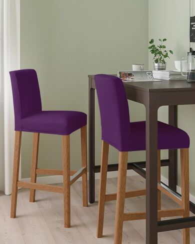 Pure Dark Purple Bar Stool Covers - Stretch Dining Chair Covers Set of 2, Simple Solid Color Bar Chair Covers Removable Counter Stool Pub Chair Slipcovers Protectors for Kitchen/Cafe in Saudi Arabia